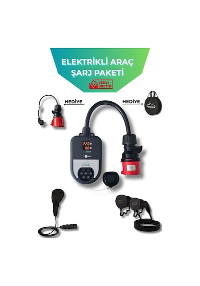 Nuvıon Elektrikli Araç Paketi - Filşarj Şarj İstasyonu-V2L Mg 4 Markaya Uyumlu-Type Tip 2 Ac 22KW 5 Metre Şarj Kablosu