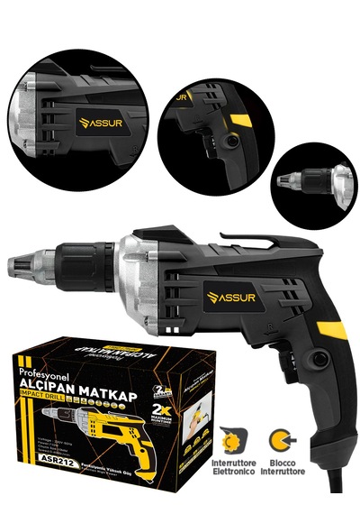 Assur ASR212 710W 90Nm Alçıpan Vidalama Siyah