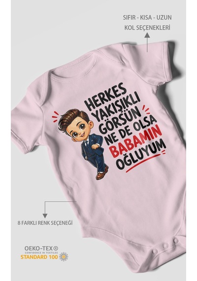 Morivokids Babaya Özel Kısa Kollu Bebek Body %100 Pamuk Zbn179-kk Bebe Pembe