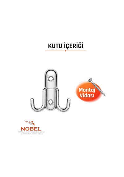 Roket Askı, Metal Vestiyer Askısı, 37 Gr, Dolap Ve Duvar Askılığı, Krom Vidalı