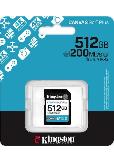 Kingston Sdcg4-512gb 512gb Microsdxc Canvas Go Plus Gen4 200mb-s A2 U3 V30 Card + Adp Hafıza Kartı