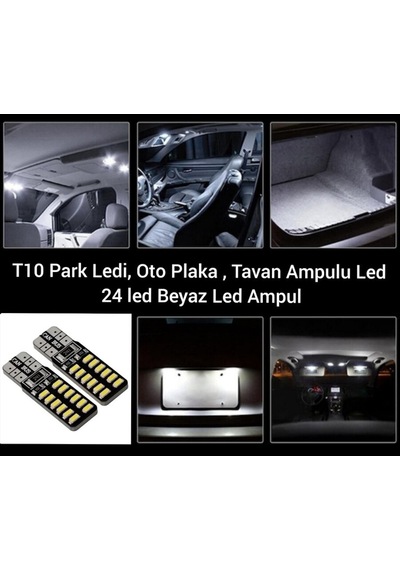 Meyzone T10 Led Dipsiz W5W Canbus 24 Ledli Beyaz Park Plaka Ampul 2 Adet