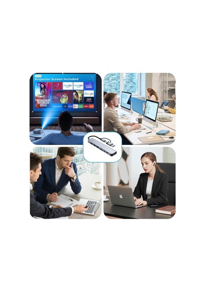 Usb C Hub 8'i 1 Arada Usb Hub 3.0 Multiport Adaptörü, Tf/sd Kart Okuyucu, 3,5 Mm Ses Bağlantısı, Usb-a/c-3.0 Bağlantı Noktası, İphone 16 Serisi Macbook Air/pro, Galaxy, İpad, Windows Vb. İle