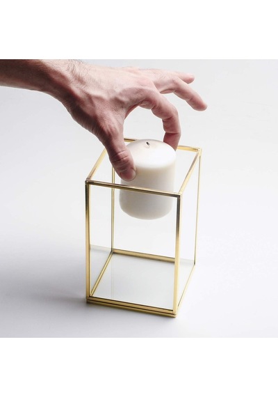 15x10x10cm Pirinç Gold Geometrik Teraryum Cam Fanus Vazo Mumluk Yapımı Dekoratif
