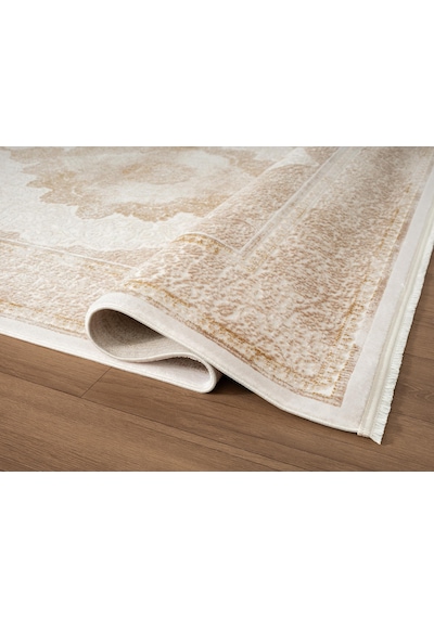 Look Classıc Lk005b Çerçeveli Krem Bej Klasik Desen Akrilik Dokuma Taban Tozuaz Oturma Odası Halısı-1033 Krem - Bej