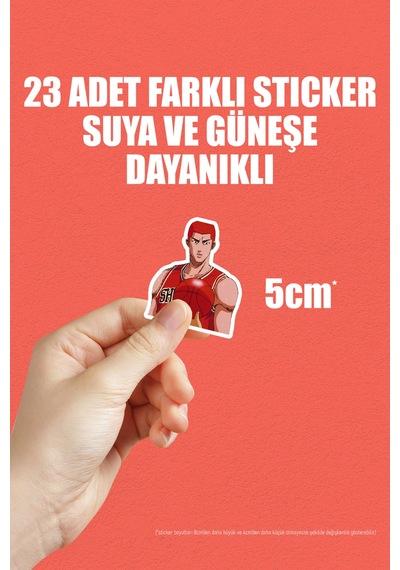 Slam Dunk Anime Telefon Laptop Bullet Journal Yapışkanlı Folyo Sticker Paketi 23 Adet Çok Renkli