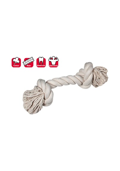 Karlıe - 538 - 2 Düğümlü İp Köpek Oyu. M 30 - Csmo-tex - Cm Beyaz