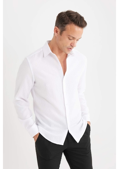 DeFacto Modern Fit Polo Yaka Dokulu Esnek Kumaş Uzun Kollu Gömlek D7246AX25SPWT34 DeFacto Modern Fit Polo Yaka Dokulu Esnek Kumaş Uzun Kollu Gömlek D7246AX25SPWT34
