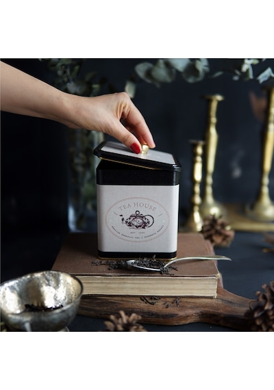 Azura Tea Desenli Kare Metal Saklama Kabı 12 x 12 x 13.7 CM 1.8 L Çok Renkli
