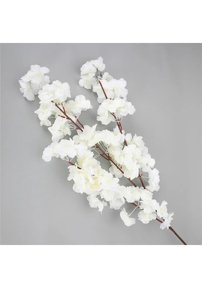 Yapay Çiçek Bahar Dalı Japon Kiraz Çiçeği 90 Cm 3 Dal Beyaz