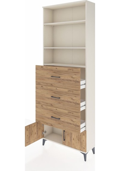 Arges Dolap 3 Raflı 3 Çekmeceli 2 Kapaklı 88x30x243 Aytaşı-çam Aytaşı