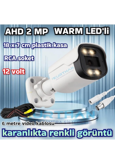 2 Mp Ahd Warm Led Güvenlik Kamerası Gece Renkli Görüntü 12 Volt