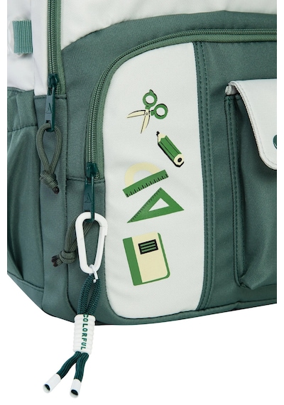 Unisex Ortaokul Lise Okul Sırt Çantası Çok Gözlü 16 İnç Laptop Bölmeli Soft Kumaş Yeşil-haki