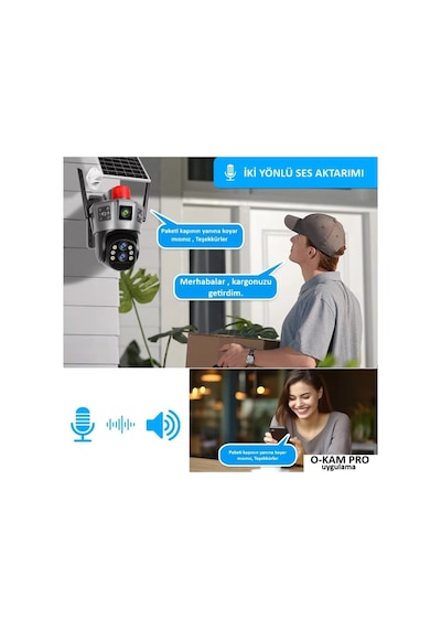 Vn Okam 6020 15mp 3 Lensli 4g Solar Güneş Enerjili Akıllı Güvenlik Kamerası Gece Görüş İnsan Takibi