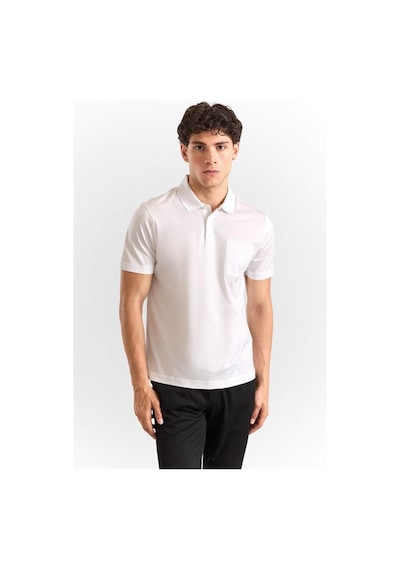 Süvari Beyaz Regular Düz Baskısız Düz Fermuarlı Polo Yaka Tişört Ts1014000442-bey