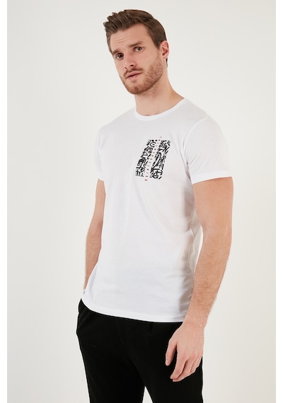 Buratti Bisiklet Yaka Pamuklu Slim Fit Erkek T Shirt 541Quint Beyaz