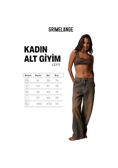 Grımelange Grimelange Lexy Kadın Standart Bel Baggy Balon Jean Sarı Tint Pantolon