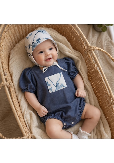 Bebe Bebek Tulumu Karpuz Kollu Açık İndigo