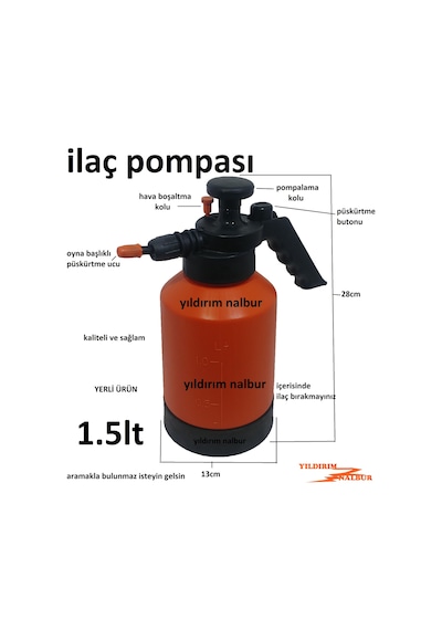 İlaçlama Pompası 1.5Lt Püskürtme Pompa İlaç Pompası Küçü