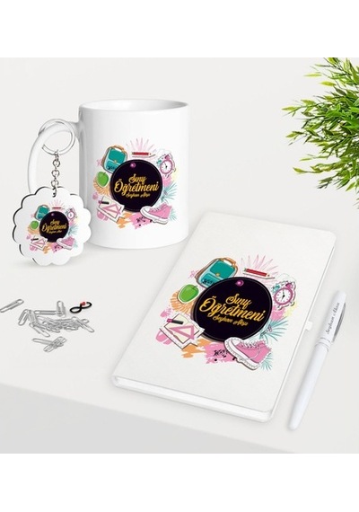 Kişiye Özel Sınıf Öğretmeni Kupa Anahtarlık Beyaz Defter Kalem He (449911592)