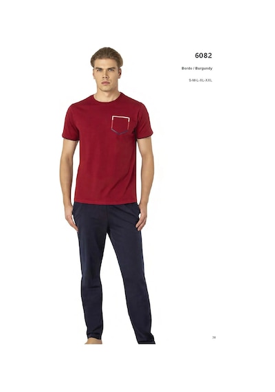 Pierre Cardin 6082 Erkek Penye Pijama 25y Bordo