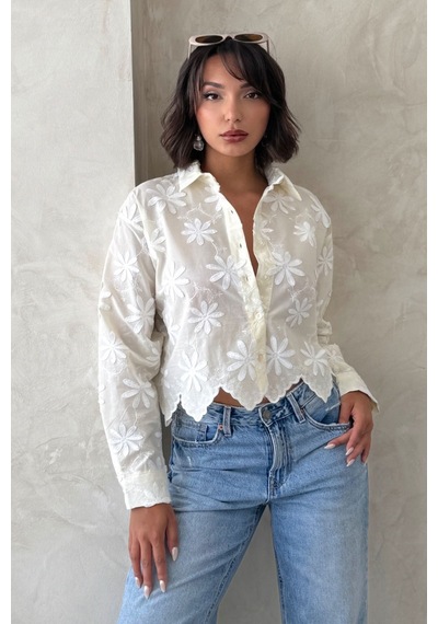 Verymoda Nakışlı Gömlek F1932 Sarı