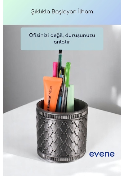 Kalemlik Masa Kalemliği Organizer Kalemlik Gümüş Eskitme Renk Model 87 Çok Renkli