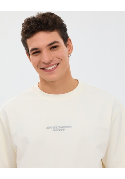 Skechers M Graphic Tee Reflect Logo Oversize T-shirt Erkek Beyaz Tshirt S231094-3855