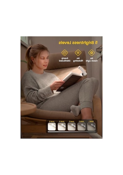 Kitap Işığı, 3 Renk Ve 5 Parlaklık Ayarı İle Taşınabilir Okuma Işığı 10 Parça Siyah