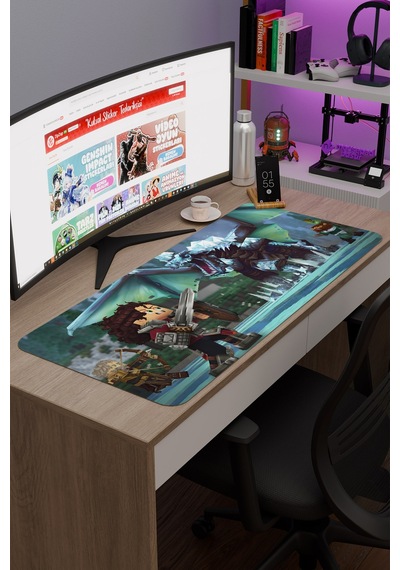 Hytale Kaymaz Dikişli Kauçuk Oyuncu Mousepad V3 - 90x40 Xxl Gaming Mouse Pad Fare Altlığı