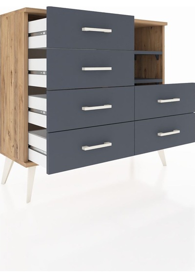 Arges Şifonyer 2 Raflı 6 Çekmeceli 88x30x80 Çam-antrasit Antrasit Arges Şifonyer 2 Raflı 6 Çekmeceli 88x30x80 Çam-antrasit Antrasit