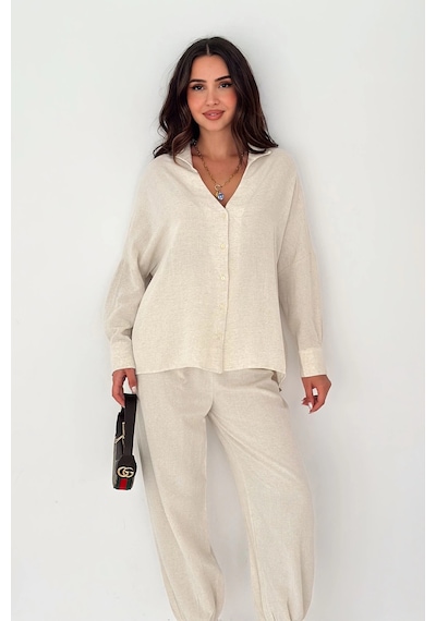Asprin Fashion Gömlek Pantolon Takım Beyaz Beyaz