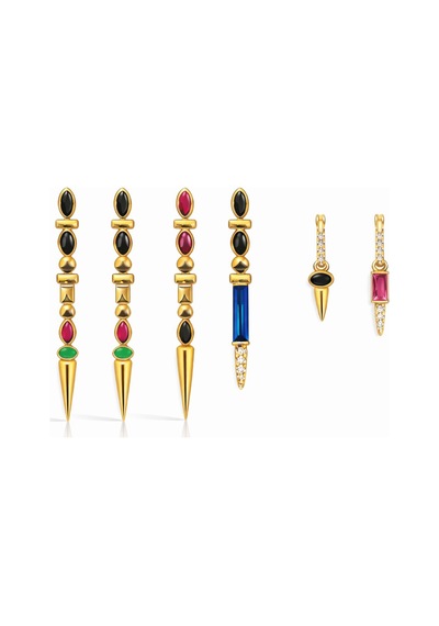 Çelik Renkli 6lı Set Küpe Gold