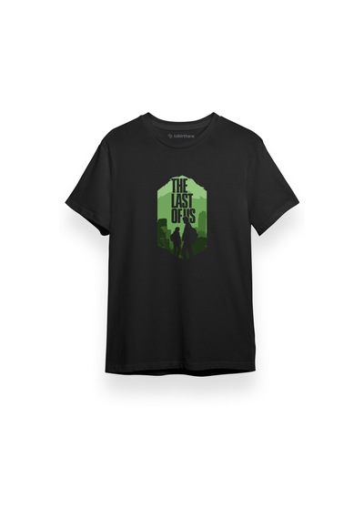 The Last Of Us Ellie Joel Green Amblem Siyah Kısa Kol Erkek Tshirt 001