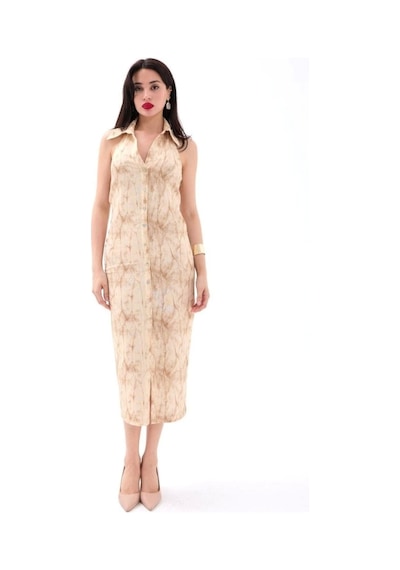 Defymoda 7428 Elbise-bej Bej