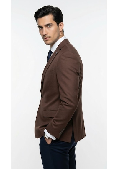 Plus Scorpion Erkek Blazer Ceket Twill Dokuma Likralı Notch Yaka 1 Düğmeli Çift Yırtmaçlı Slim Fit Kahverengi Plus Scorpion Erkek Blazer Ceket Twill Dokuma Likralı Notch Yaka 1 Düğmeli Çift Yırtmaçlı Slim Fit Kahverengi