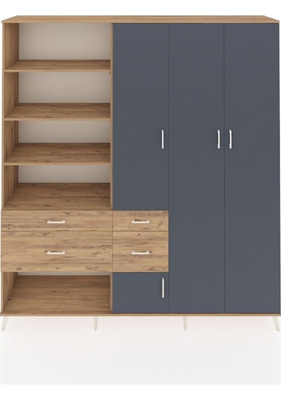 Hyperion Dolap 14 Raflı 4 Çekmeceli 4 Kapaklı 220x44x243 Çam-antrasit/çam Antrasıt/atlas Çam Hyperion Dolap 14 Raflı 4 Çekmeceli 4 Kapaklı 220x44x243 Çam-antrasit/çam Antrasıt/atlas Çam