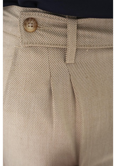 Efor Comfort Fit Çift Pileli Dokulu Esnek Pamuk Bej Pantolon P 1158 Bej