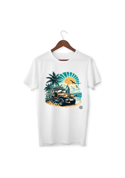 Alpşan Ticaret Jeep Baskılı Araba Tişört Baskılı Çocuk Yetişkin Beyaz T-shirt Unisex Tişört Beyaz