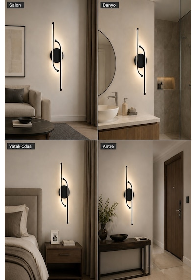 AvizeGO Unis Modern Led Duvar Apliği Günışığı Siyah