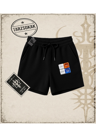 Tarzsokak Gotik & Grunge Streetwear Keycap 4 Unisex Şort Siyah