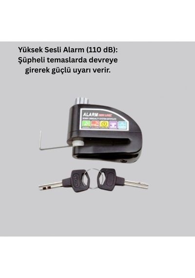 Alarm Disk Kilidi 110 Db Motosiklet Scooter Bisiklet Güvenlik Kilidi 03289694
