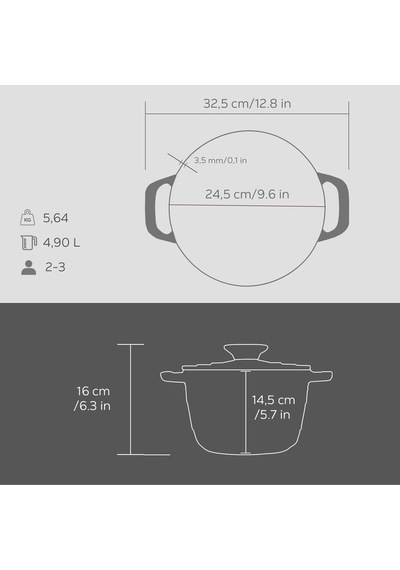 Lava Döküm Yuvarlak Tencere Döküm Demir Kapak Experience Majolik Serisi Çap(Ø)28cm