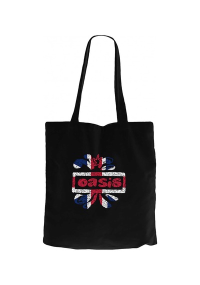 Oasis Logo Siyah Fermuarlı Bez Çanta Gabardin