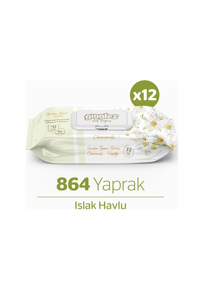 Giggles Islak Havlu 72'li Papatya 12 Paket 864 Mendil