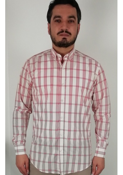Tousus Slim Fit Ekose Bordo Erkek Gömlek Slm-5028-tss