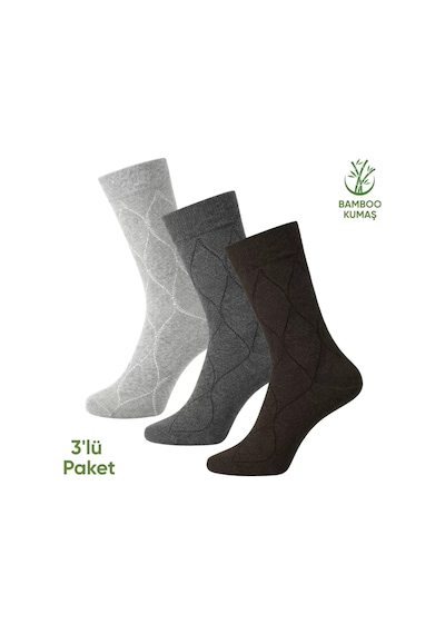 Bambu Erkek Soket Çorap - 3 Çift - Dikişsiz - Bakü - 17672 - Set 3 Çok Renkli