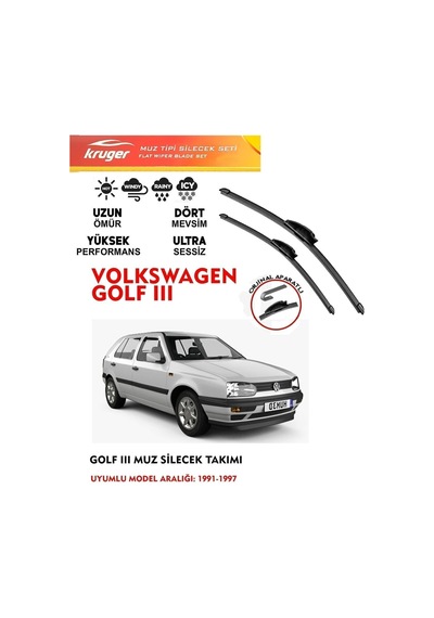 Golf 3 Muz Silecek Takımı 1.4 1.6 Motor Araca Özel Aparat 1991-1997 Arası