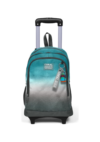 Coral High Kids Turkuaz Gri Batik Üç Bölmeli Çekçekli Okul Sırt Çantası 23968