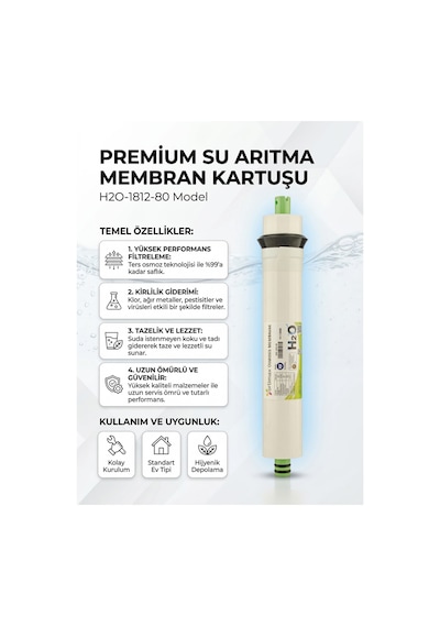 1812-80gpd Membran Su Arıtma Cihazı Ana Filtre